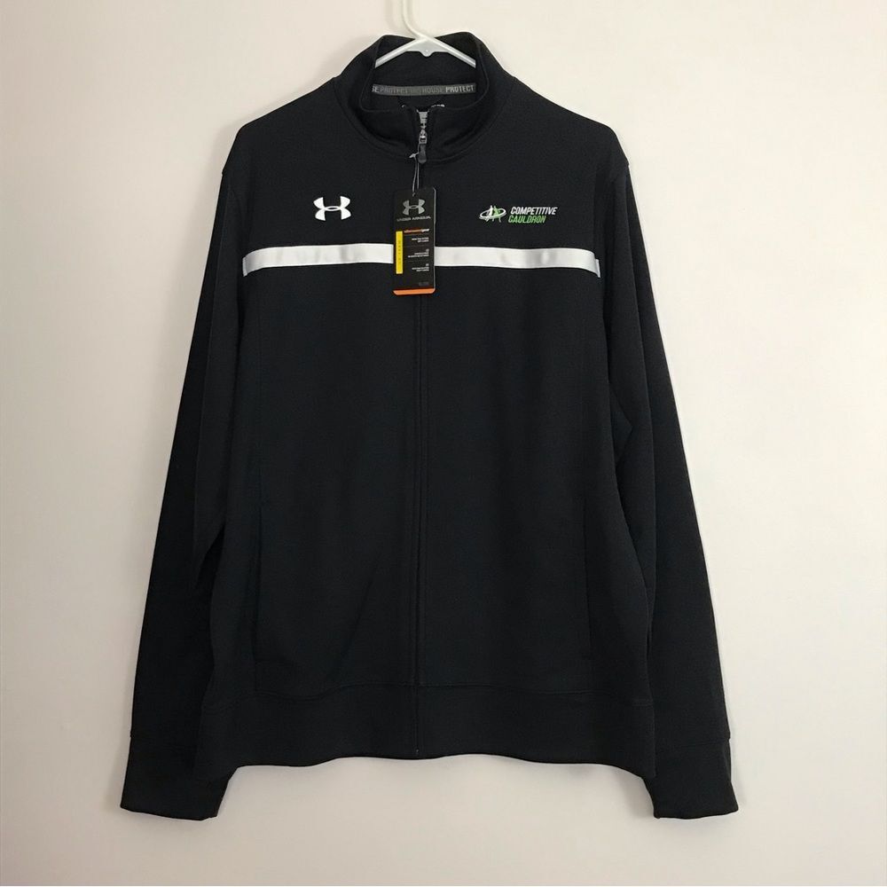 NWT Under Armour Black/White Zip Up Sweatshirt Long Sleeve Mens Large All Season